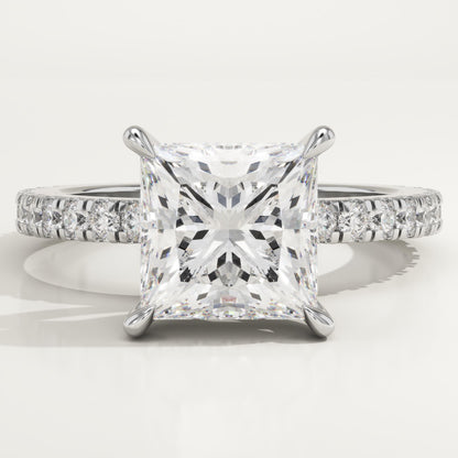 Princess Cut Hidden Halo & Pave Lab-Grown Diamond Engagement Ring