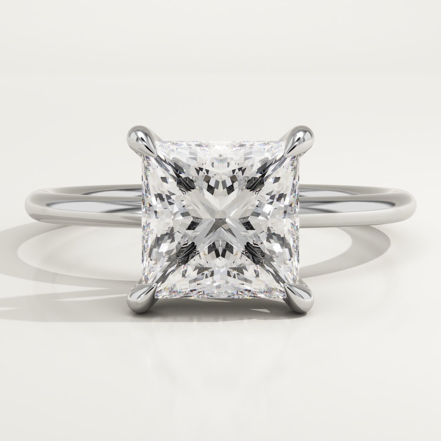 2.25 CT Princess Cut Hidden Halo Moissanite Engagement Ring