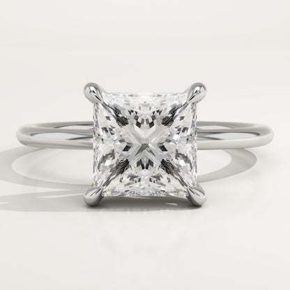 2.25 CT Princess Cut Hidden Halo Moissanite Engagement Ring