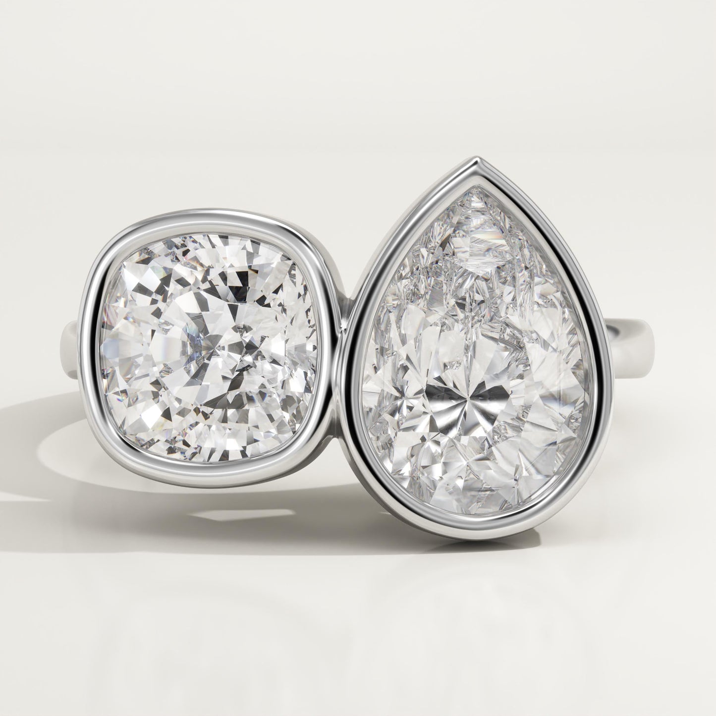 3.5 TCW Cushion & Pear Cut Toi Et Moi Lab-Grown Diamond Engagement Ring