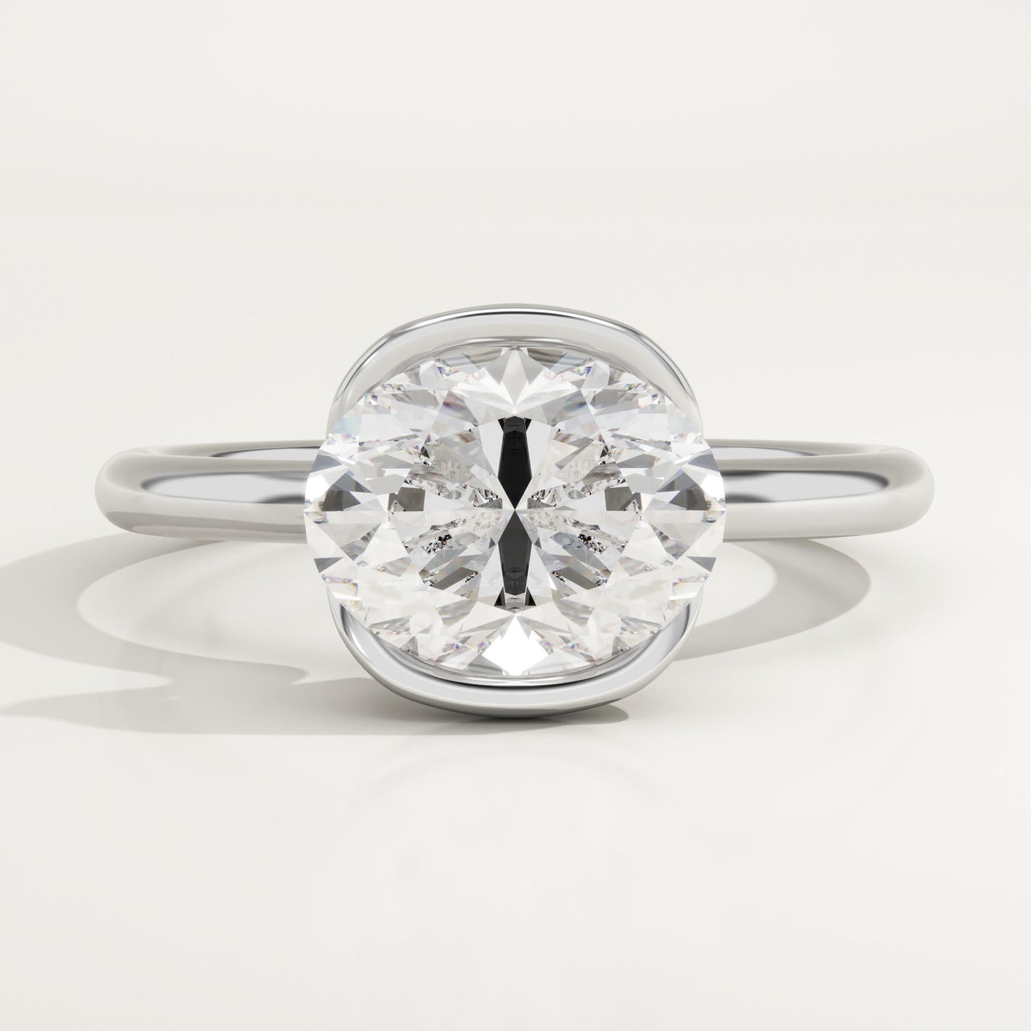East West Oval Cut Half Bezel Lab-Grown Diamond Engagement Ring