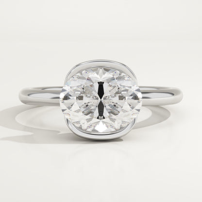 East West Oval Cut Half Bezel Lab-Grown Diamond Engagement Ring