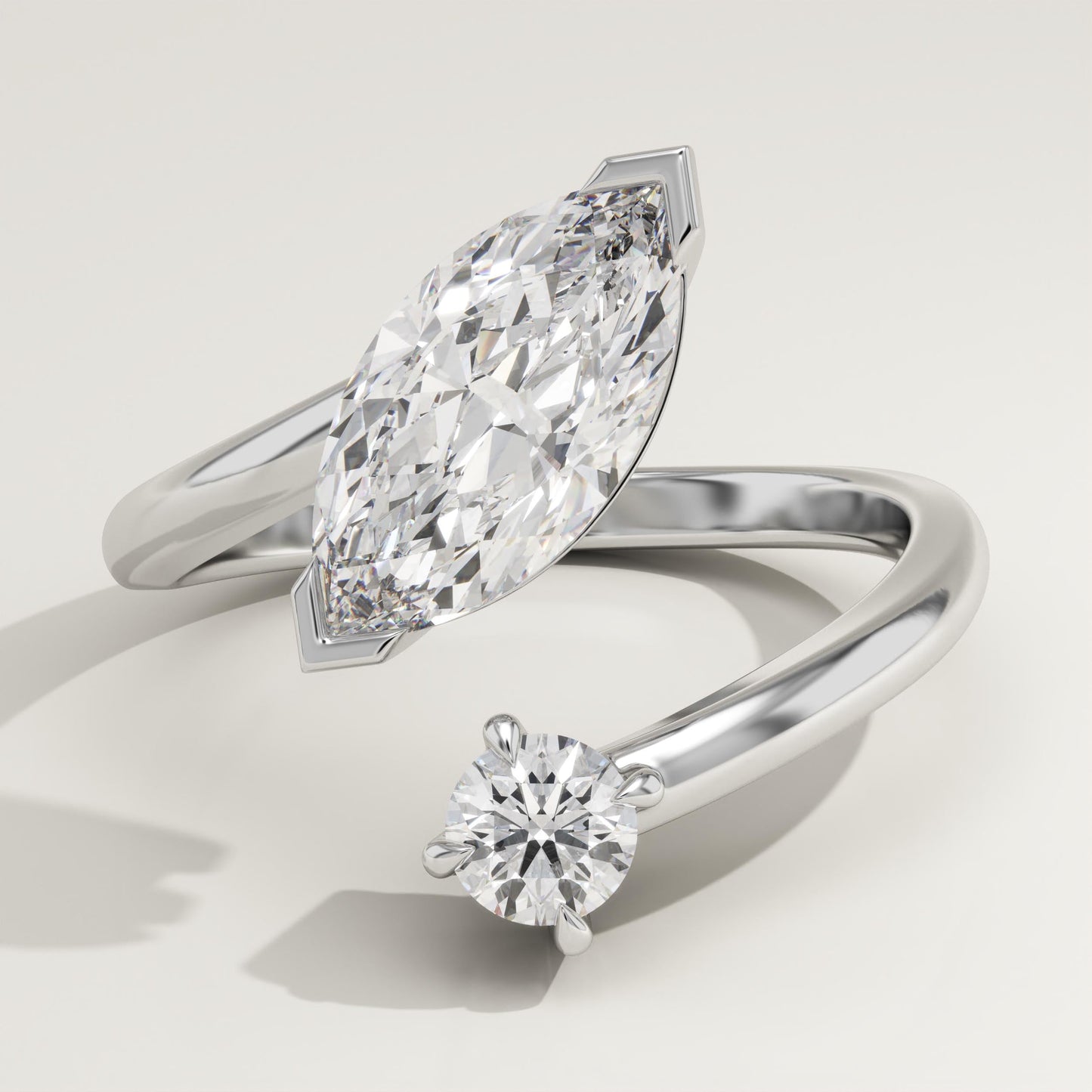 1.75 TCW Marquise & Round Cut Toi Et Moi Lab-Grown Diamond Engagement Ring