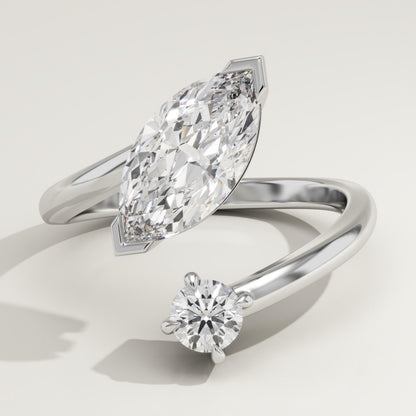 1.75 TCW Marquise & Round Cut Toi Et Moi Lab-Grown Diamond Engagement Ring