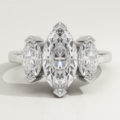 Marquise Cut Three Stone Lab-Grown Diamond Engagement Ring