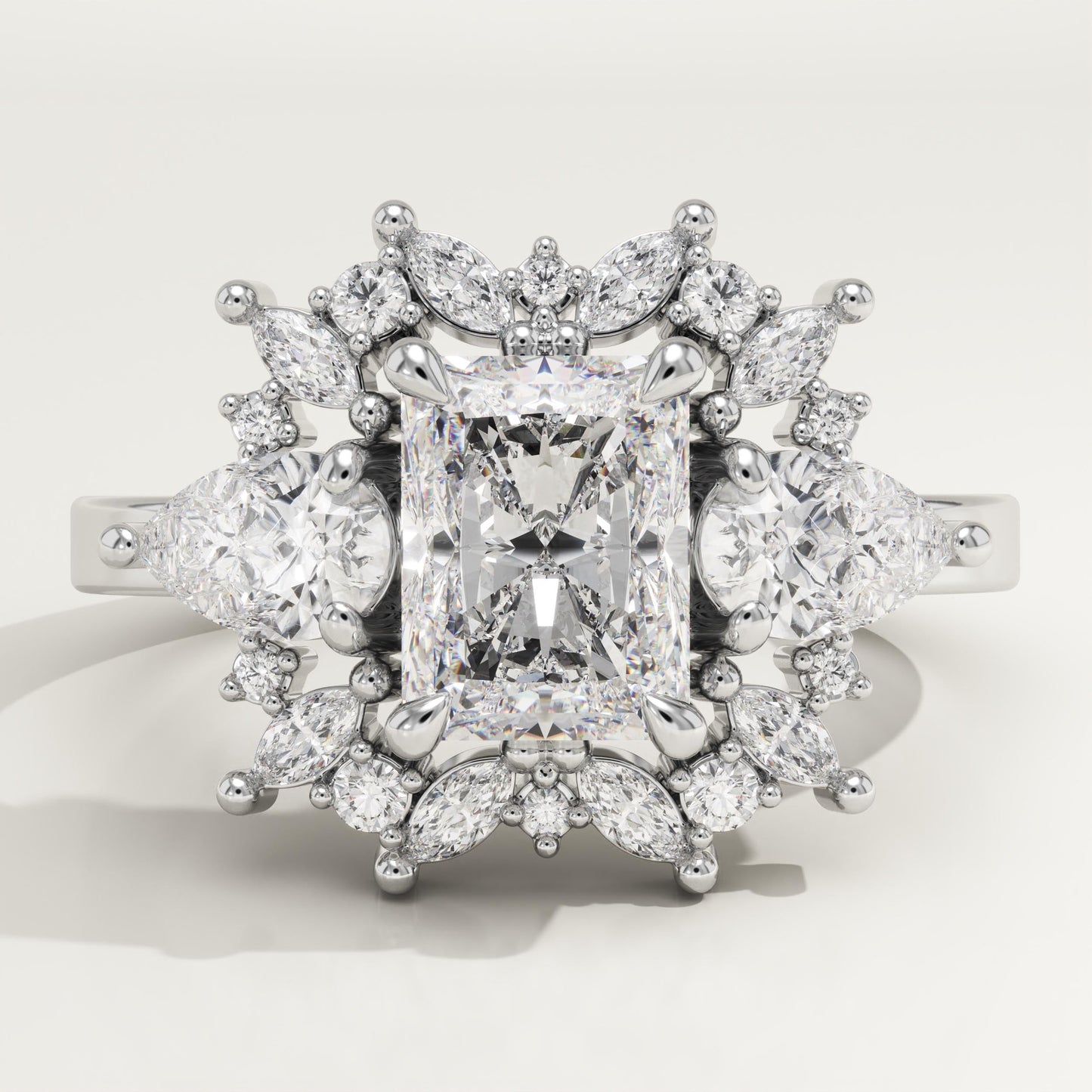 Radiant Cut Cluster Lab-Grown Diamond Engagement Ring