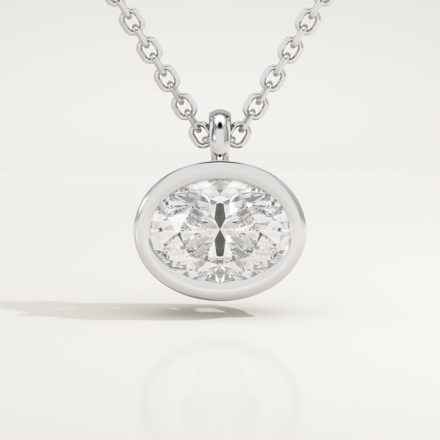2 CT East West Oval Lab-Grown Diamond Solitaire & Bezel Necklace