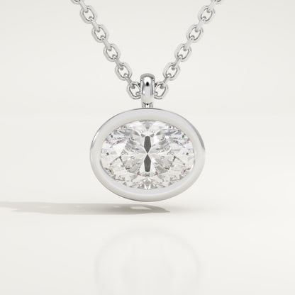 2 CT East West Oval Lab-Grown Diamond Solitaire & Bezel Necklace