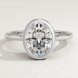 2.0 CT Oval Cut Bezel Lab-Grown Diamond Engagement Ring