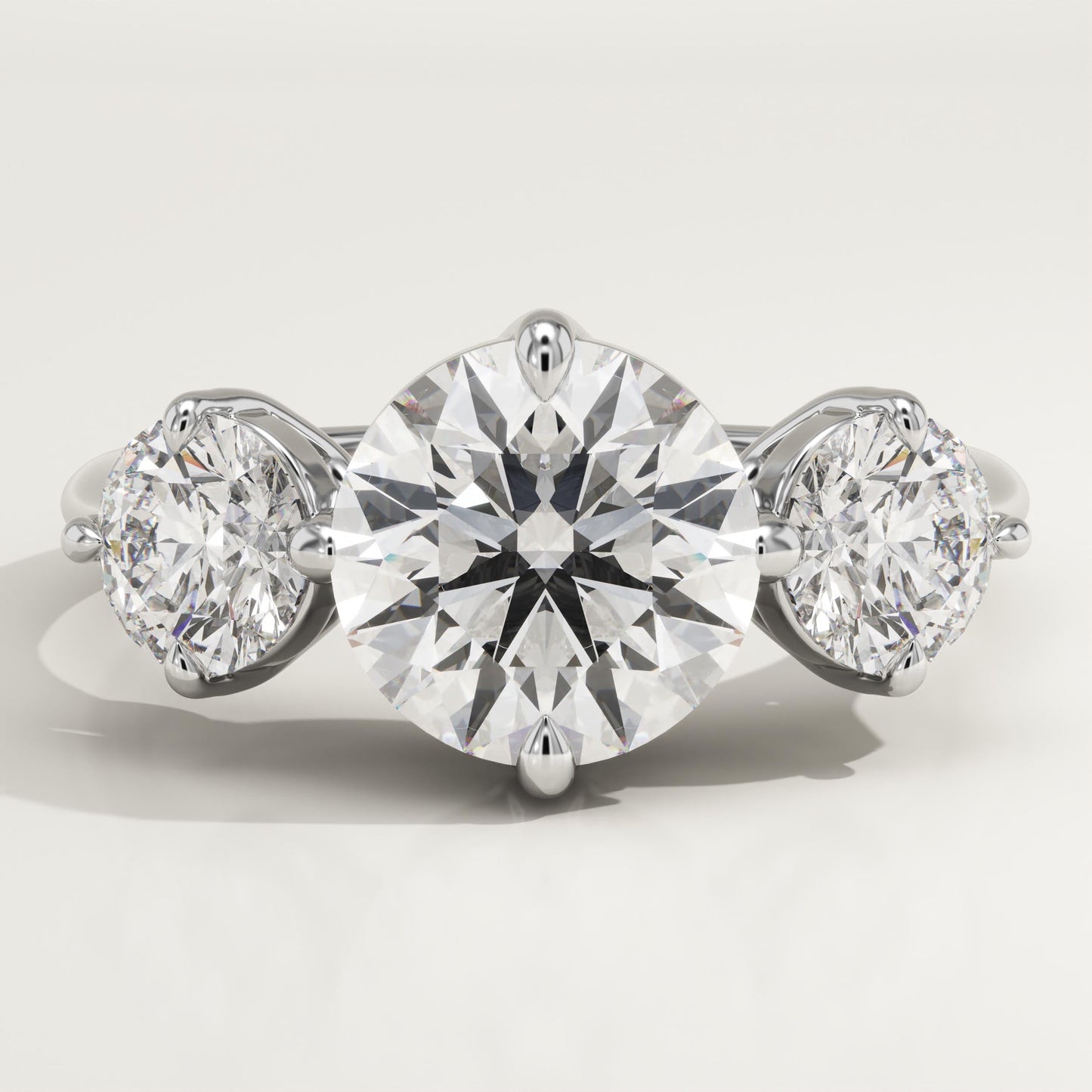 Round Cut Three Stone Lab-Grown Diamond Engagement Ring