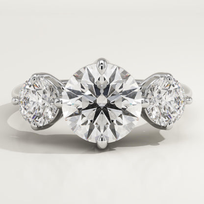 Round Cut Three Stone Lab-Grown Diamond Engagement Ring