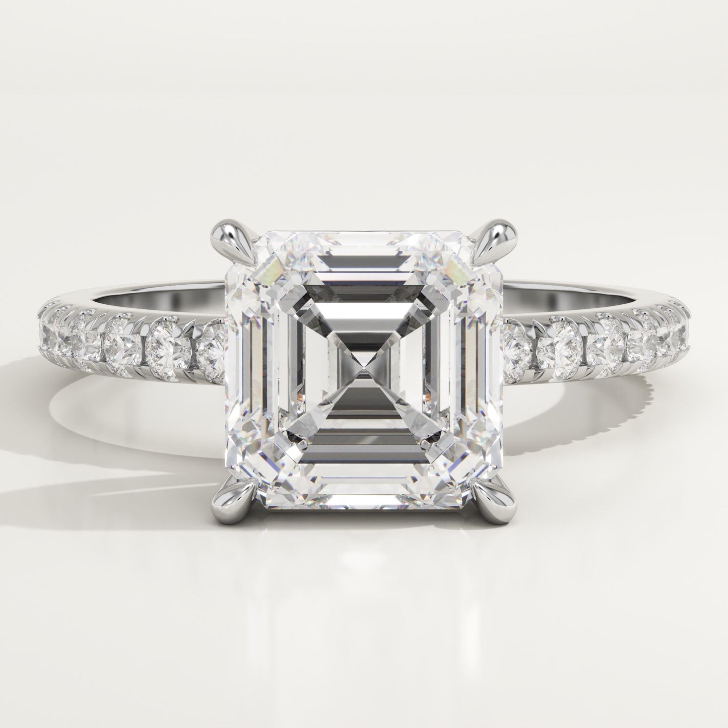Asscher Cut Pave Lab-Grown Diamond Engagement Ring