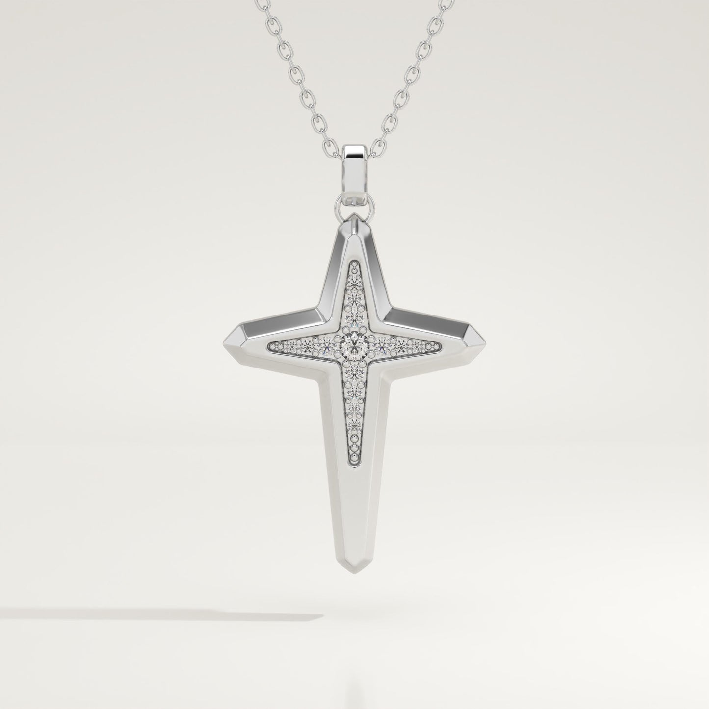0.193 TCW Round Lab-Grown Diamond Cross Necklace