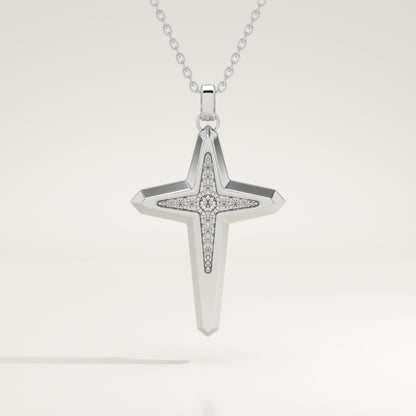 0.193 TCW Round Lab-Grown Diamond Cross Necklace
