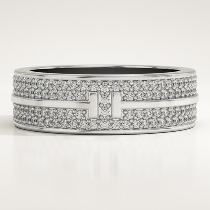 0.866 TCW Round Lab-Grown Diamond Multi Stone Wedding Band