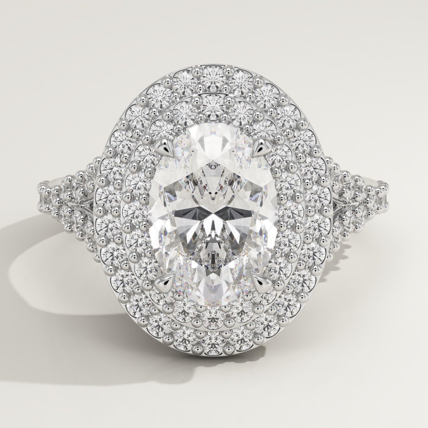 Oval Cut Double Halo & Pave Lab-Grown Diamond Engagement Ring