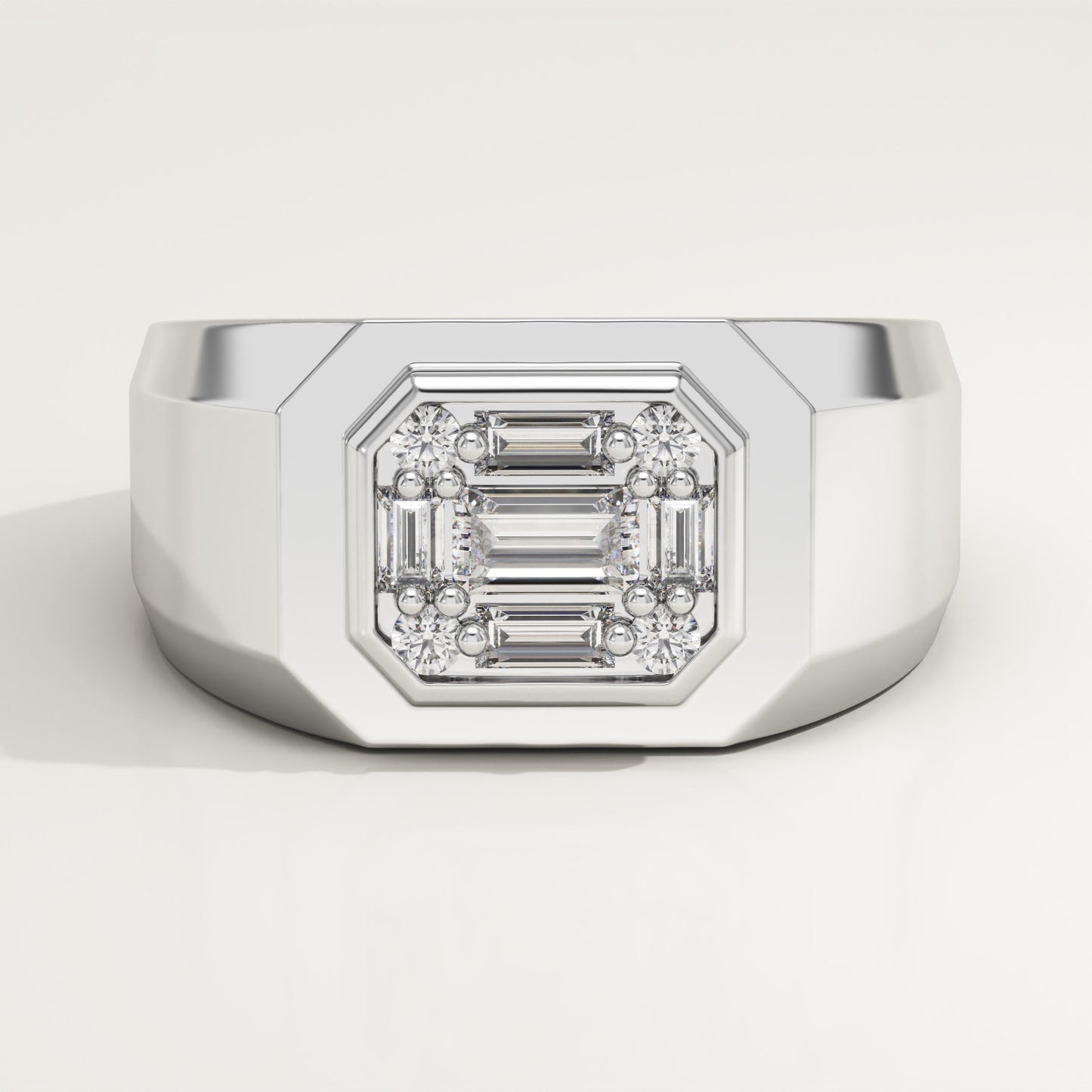 0.46 TCW Round & Baguette Lab-Grown Diamond Multi Stone Wedding Band For Men