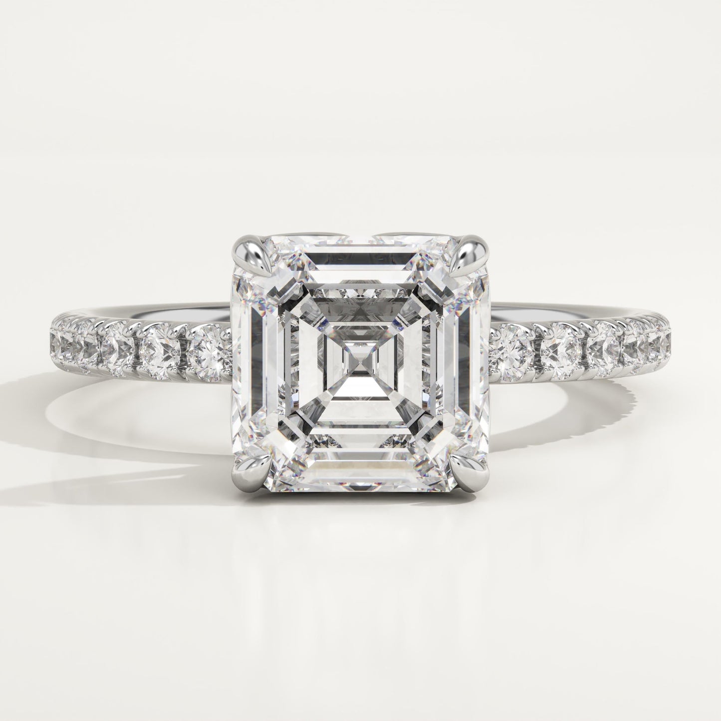 Asscher Cut Pave Lab-Grown Diamond Engagement Ring