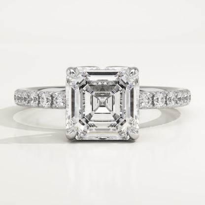 Asscher Cut Pave Lab-Grown Diamond Engagement Ring