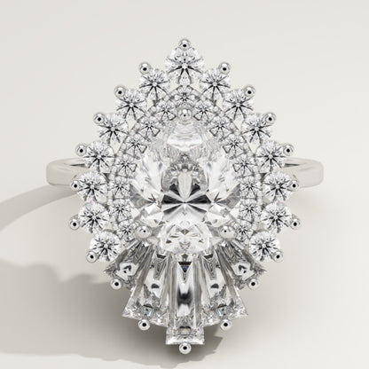 Pear Cut Cluster Lab-Grown Diamond Engagement Ring