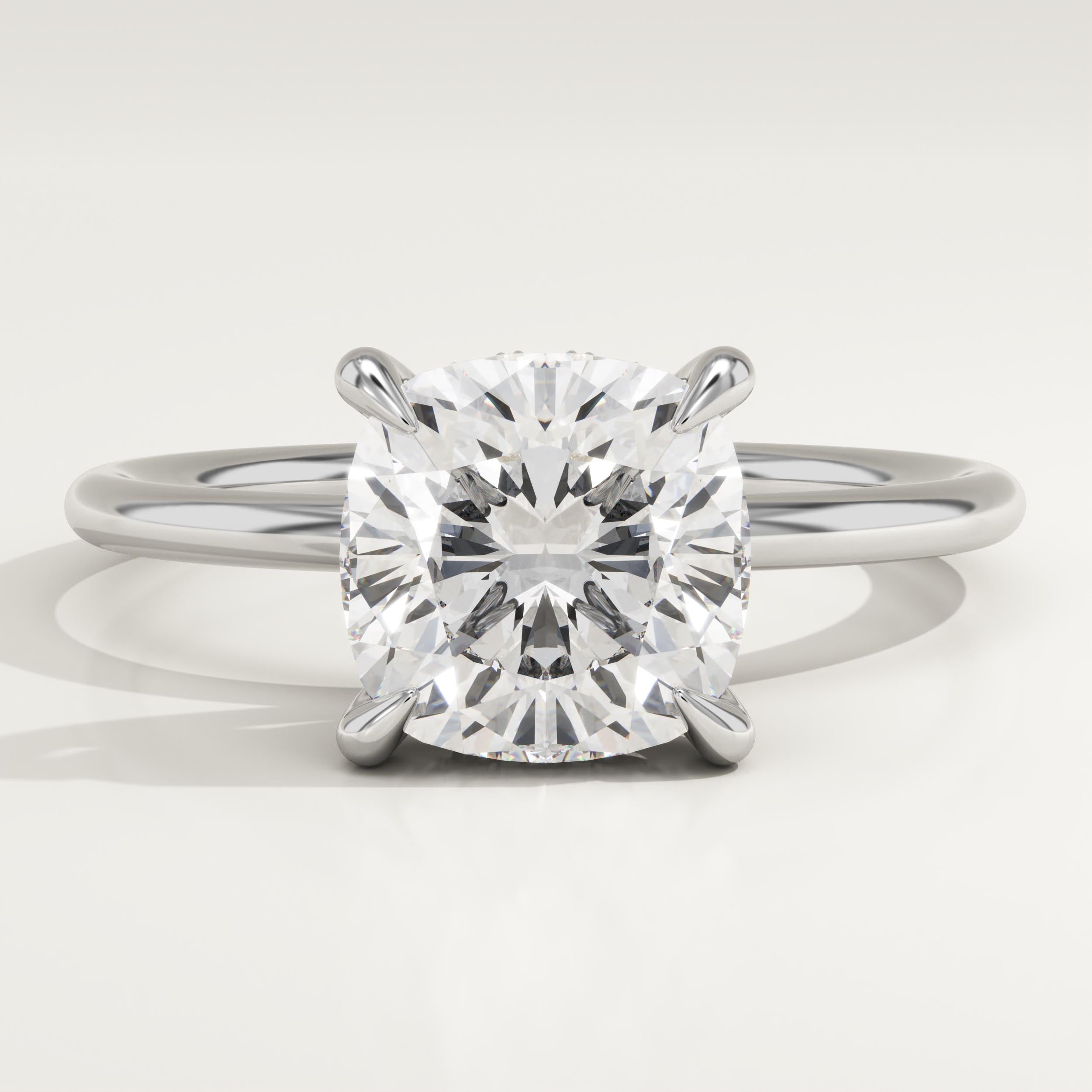 2.0 CT Cushion Cut Hidden Halo Lab-Grown Diamond Engagement Ring