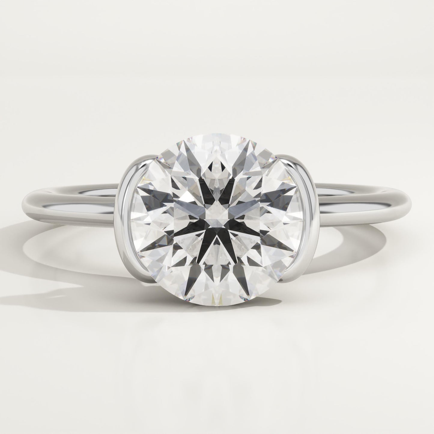 Round Cut Half Bezel Lab-Grown Diamond Engagement Ring