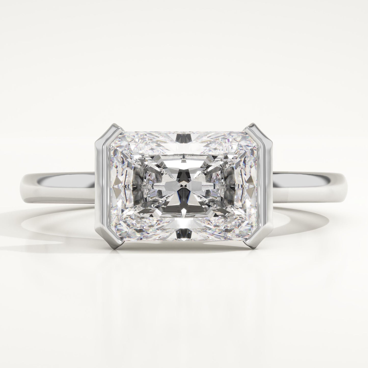 East West Radiant Cut Half Bezel Lab-Grown Diamond Engagement Ring