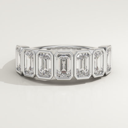 1.56 TCW Emerald Lab-Grown Diamond Half Eternity Wedding Band