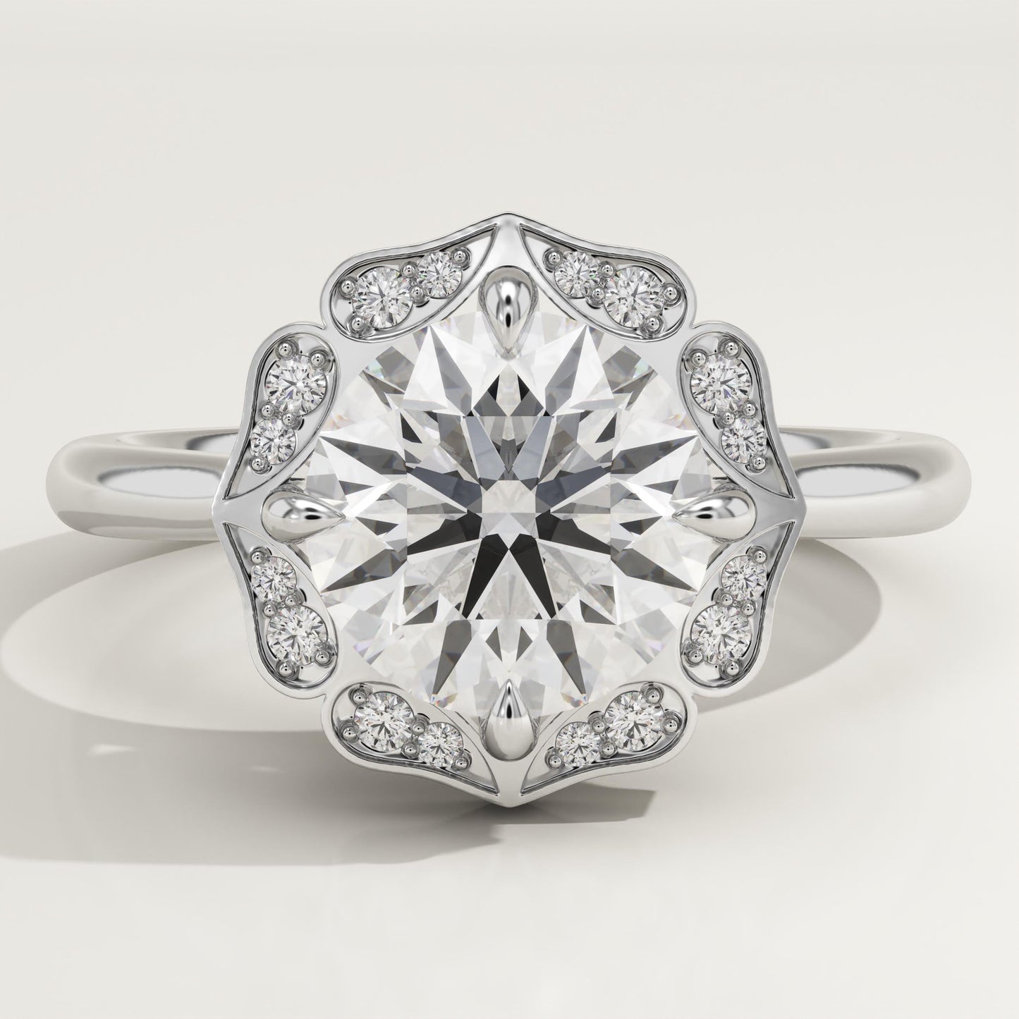 Round Cut Vintage Art Deco Lab-Grown Diamond Engagement Ring