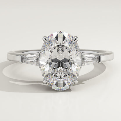 Oval Cut Three Stone Lab-Grown Diamond Engagement Ring