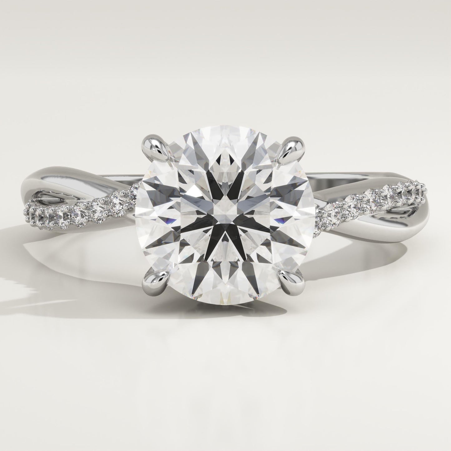 Round Cut Twisted Pave Lab-Grown Diamond Engagement Ring
