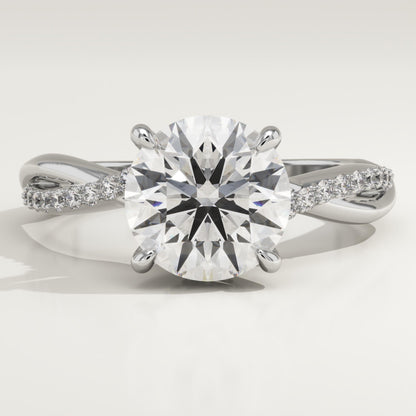 Round Cut Twisted Pave Lab-Grown Diamond Engagement Ring