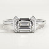 2.0 CT Emerald Cut Half Bezel Lab-Grown Diamond Engagement Ring