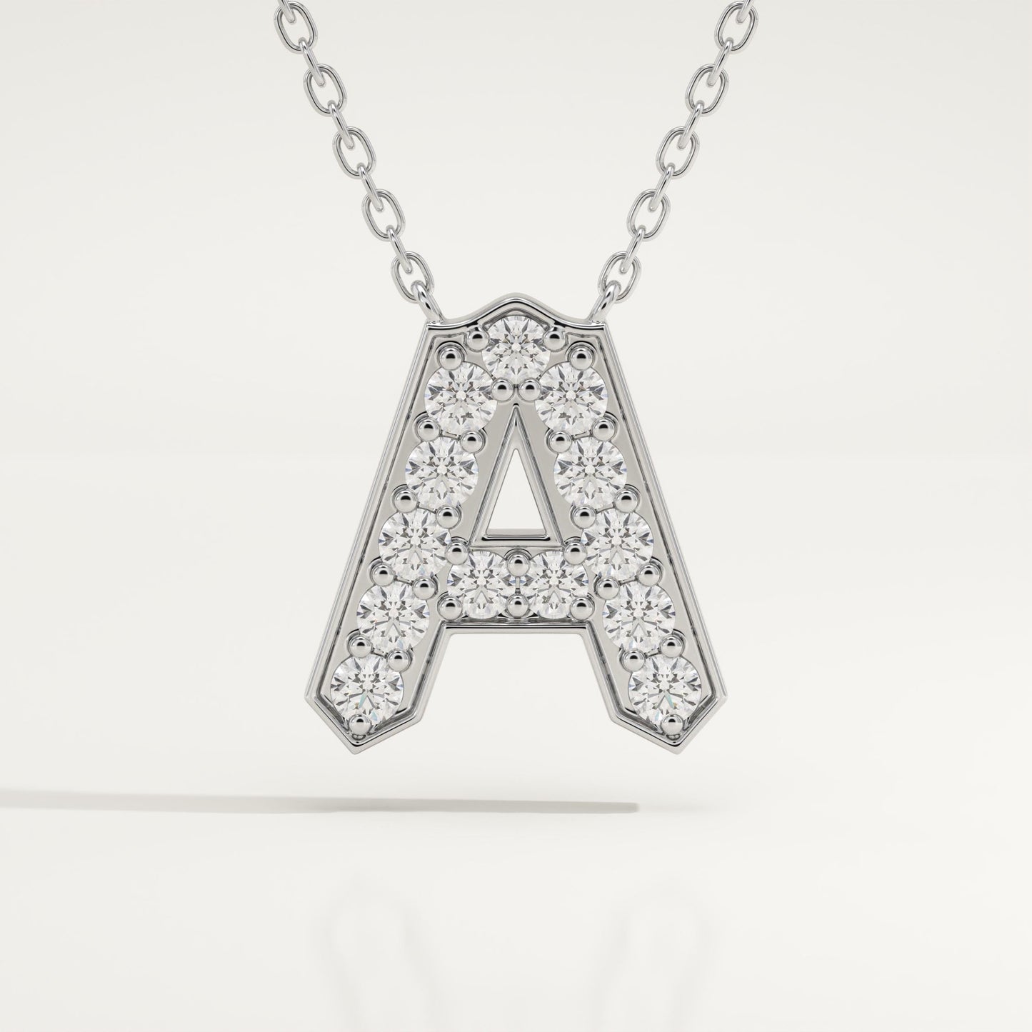 0.226 TCW Round Lab-Grown Diamond A Initial Necklace