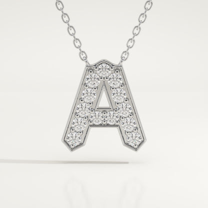 0.226 TCW Round Lab-Grown Diamond A Initial Necklace