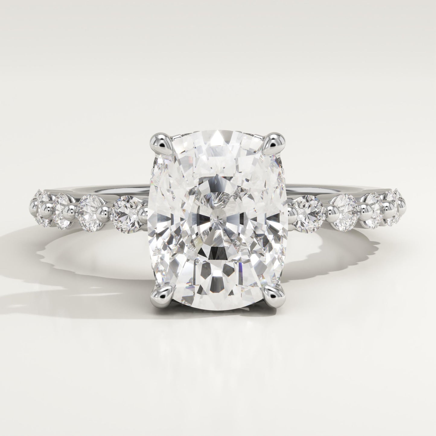 Elongated Cushion Cut Pave Lab-Grown Diamond Engagement Ring