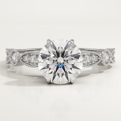 Round Cut Vintage Pave Lab-Grown Diamond Engagement Ring