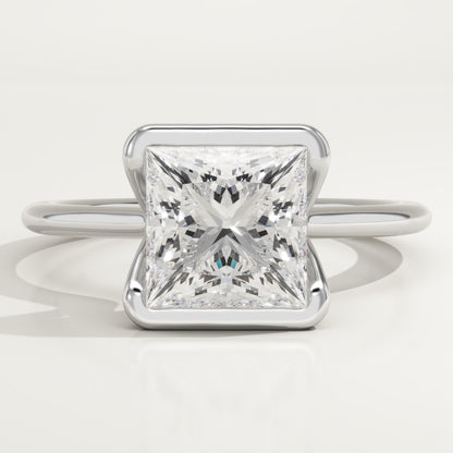 Princess Cut Half Bezel Lab-Grown Diamond Engagement Ring