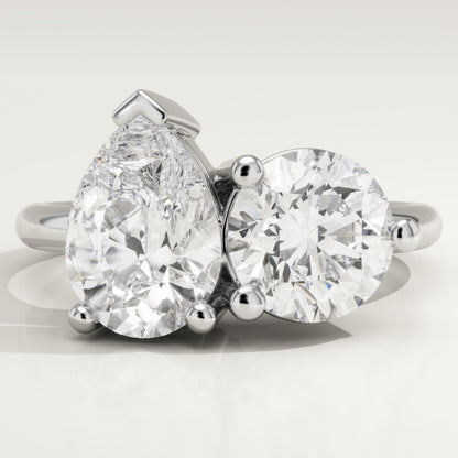 3.5 TCW Pear & Round Cut Toi Et Moi Lab-Grown Diamond Engagement Ring