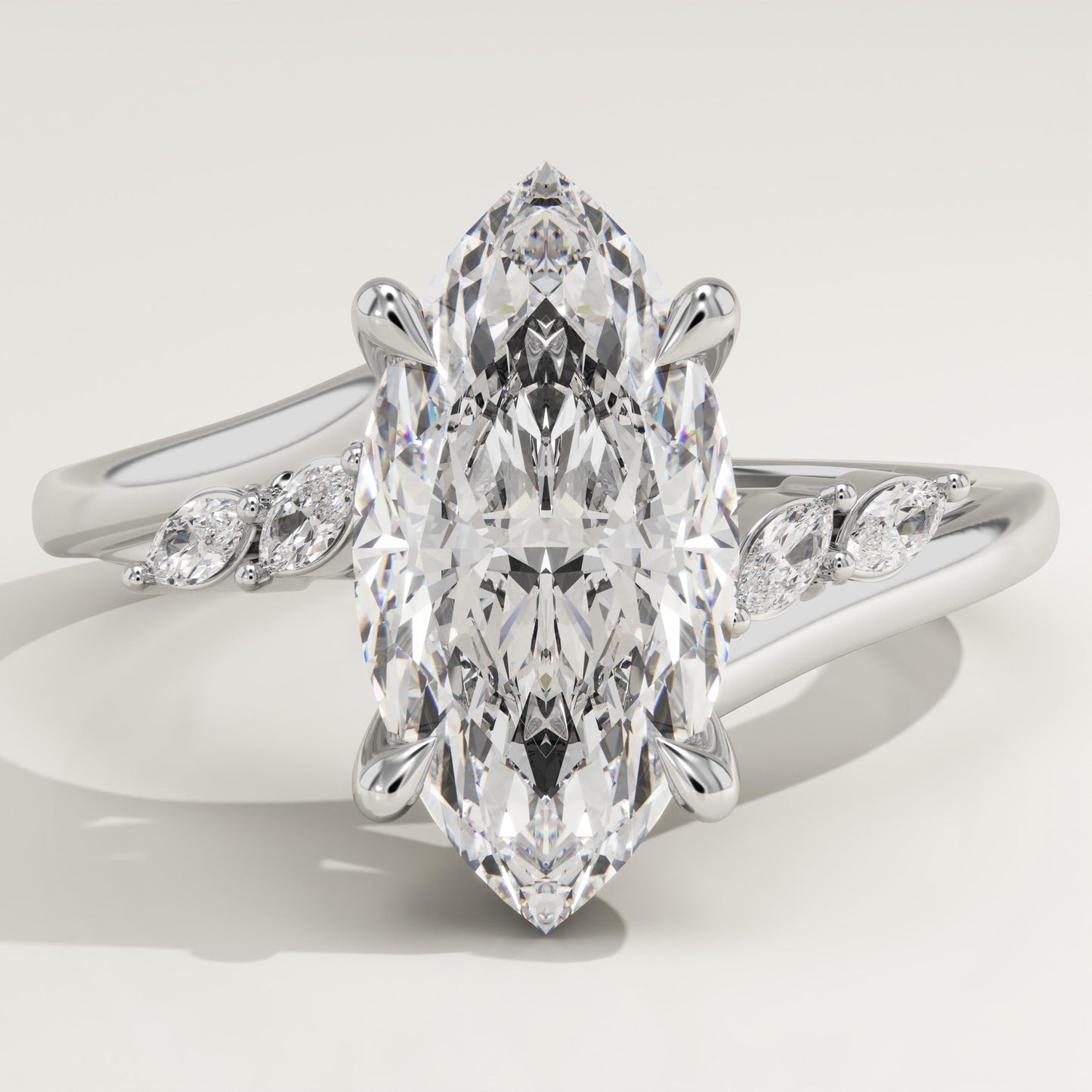 Marquise Cut Curved Pave Lab-Grown Diamond Engagement Ring
