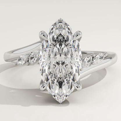 Marquise Cut Curved Pave Lab-Grown Diamond Engagement Ring