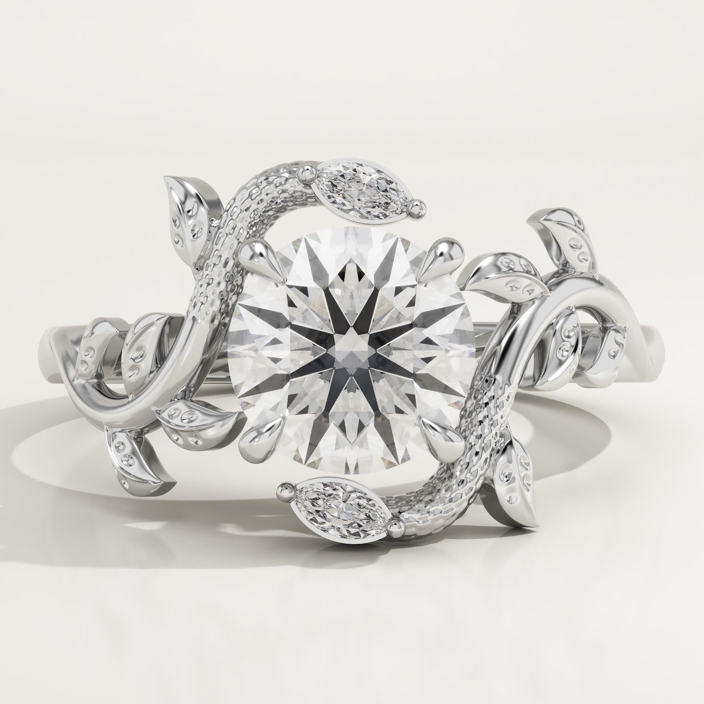 Round Cut Nature Inspired Lab-Grown Diamond Engagement Ring