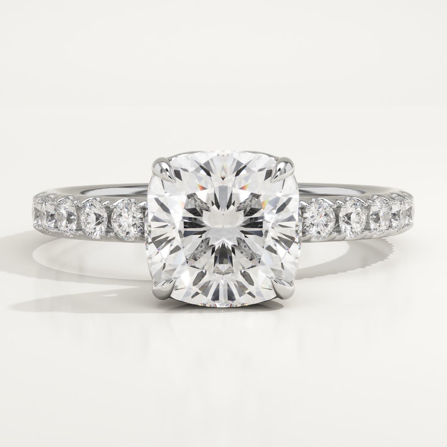 Cushion Cut Pave Lab-Grown Diamond Engagement Ring