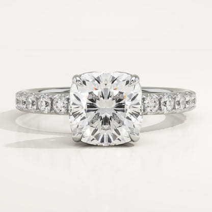 Cushion Cut Pave Lab-Grown Diamond Engagement Ring