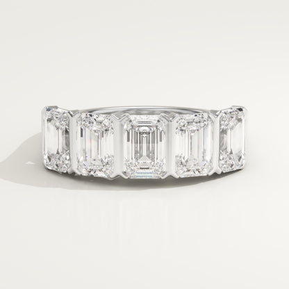 2.5 TCW Emerald Lab-Grown Diamond Half Eternity Wedding Band
