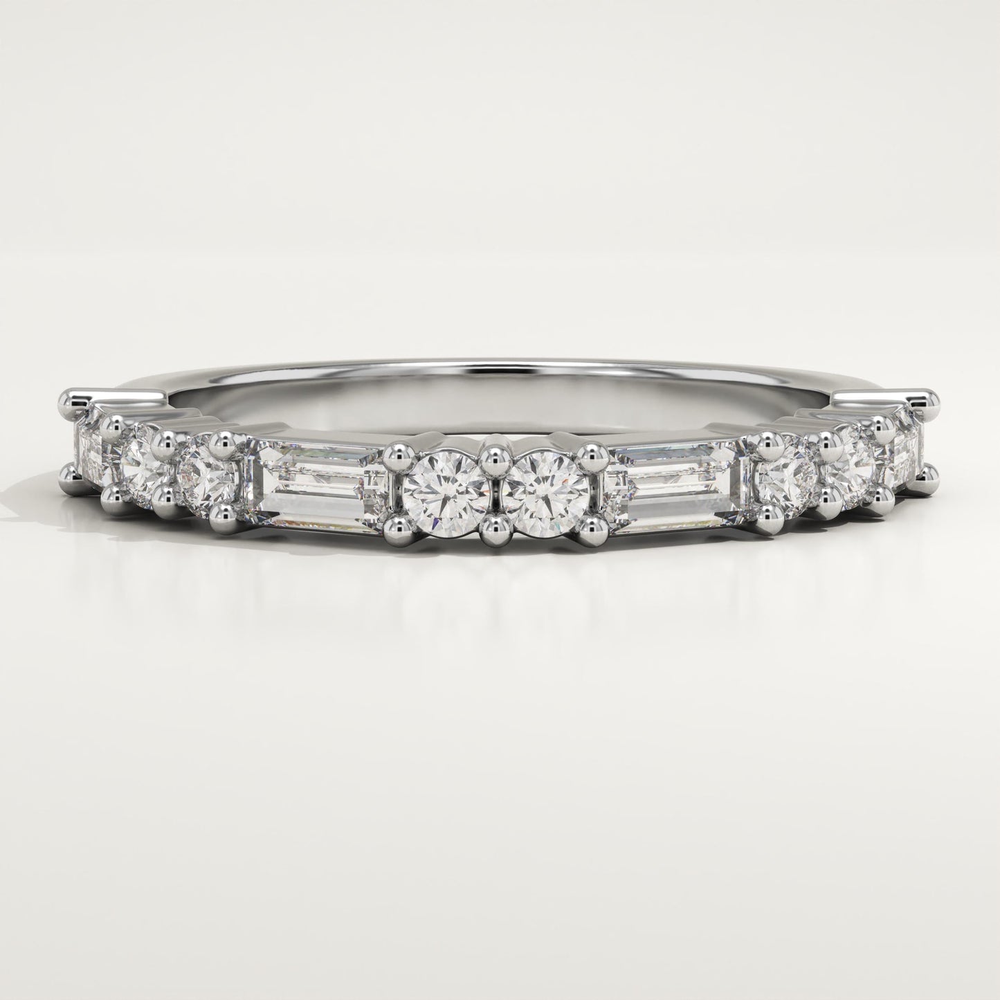 0.7 TCW Baguette & Round Lab-Grown Diamond Half Eternity Wedding Band