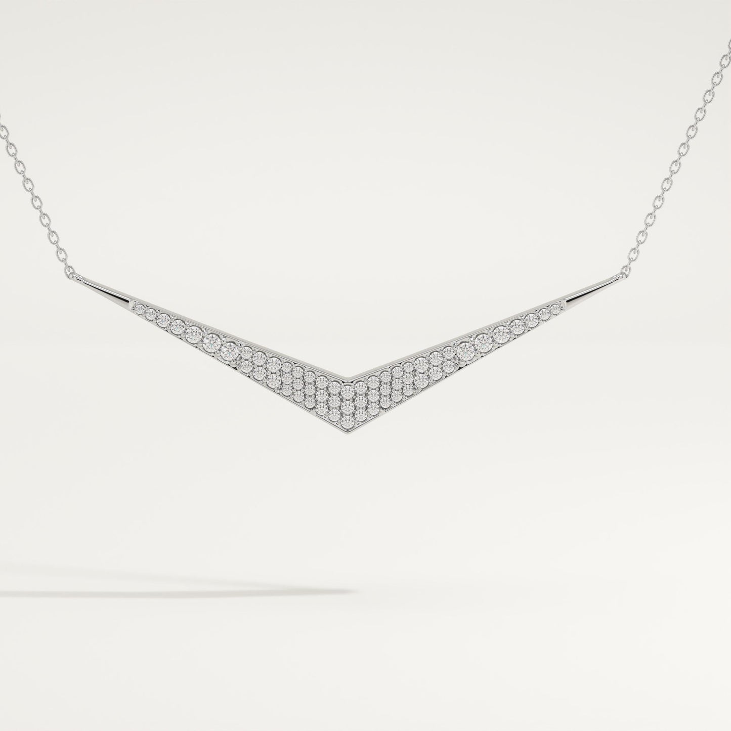 0.272 TCW Round Lab-Grown Diamond V Elongated Shaped Necklace