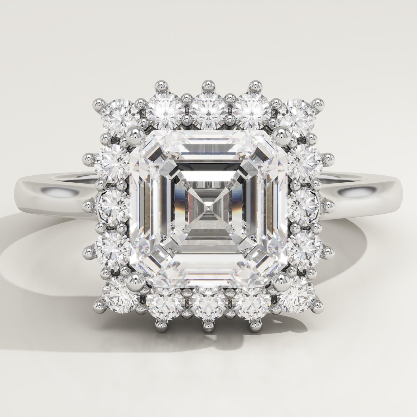 Asscher Cut Halo Lab-Grown Diamond Engagement Ring