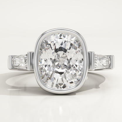 Elongated Cushion Cut Three Stone Lab-Grown Diamond Engagement Ring