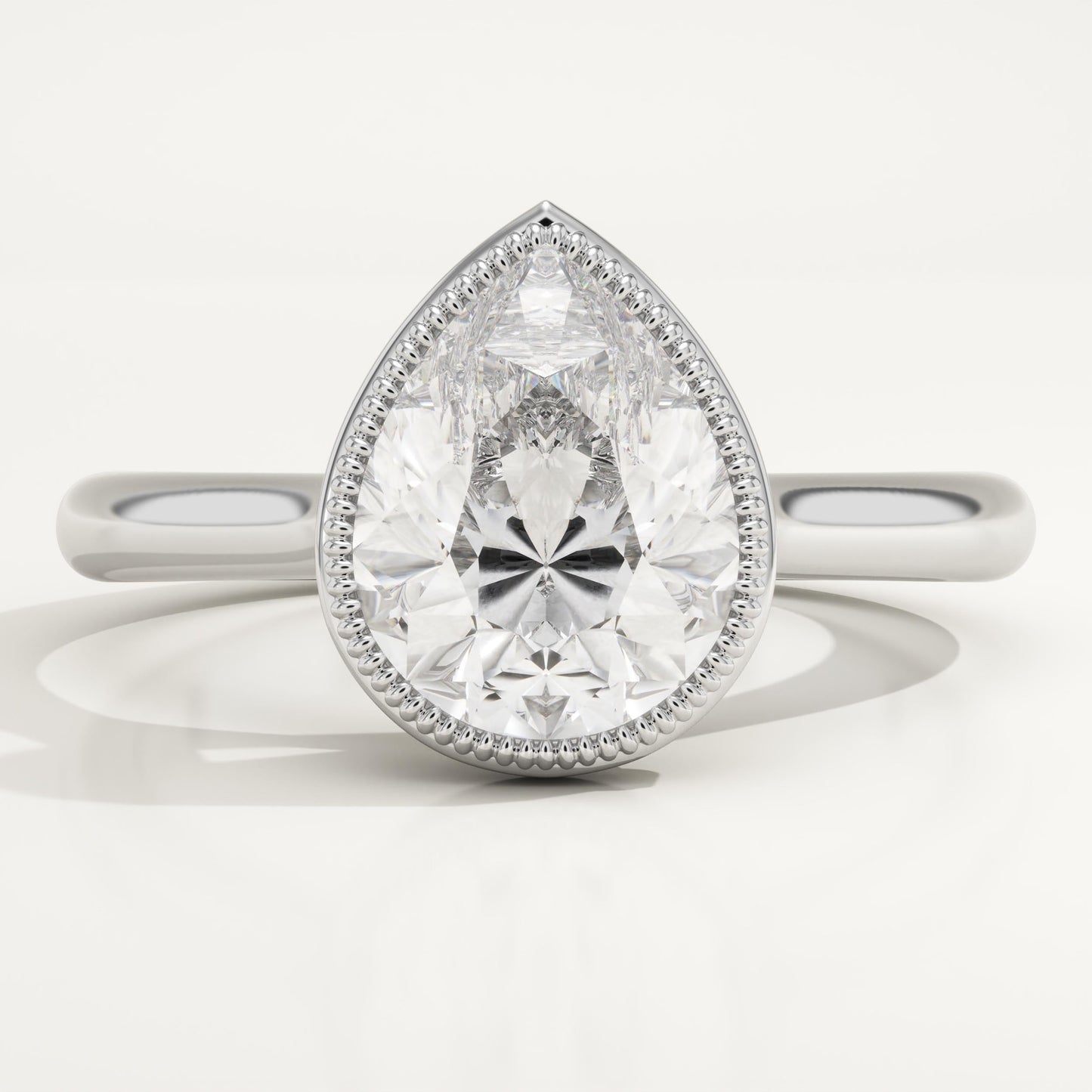 Pear Cut Solitaire Bezel Lab-Grown Diamond Engagement Ring